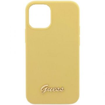 Husa Cover Guess Silicone Metal Logo GUHCP12SLSLMGYE pentru iPhone 12 Mini (Galben)