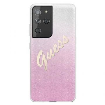 Husa de protectie Cover Guess Glitter Gradient GUHCS21LPCUGLSPI pentru Samsung Galaxy S21 Ultra (Roz)