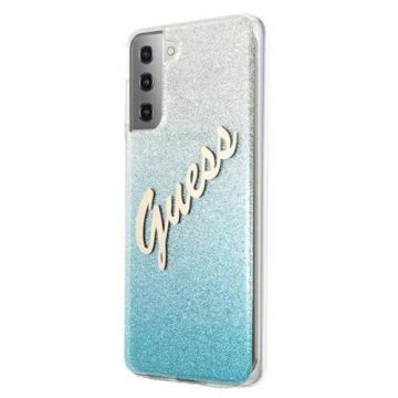 Husa de protectie Cover Guess Glitter Gradient GUHCS21MPCUGLSBL pentru Samsung Galaxy S21 Plus (Albastru)