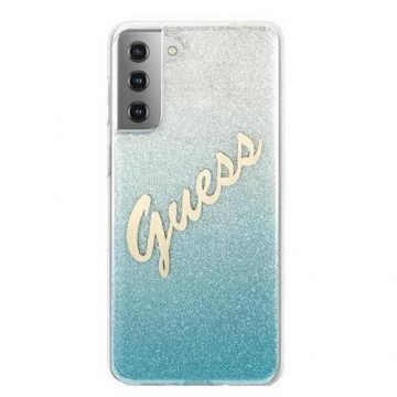 Husa de protectie Cover Guess Glitter Gradient GUHCS21SPCUGLSBL pentru Samsung Galaxy S21 (Albastru)