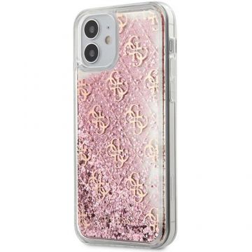 Husa de protectie Guess 4G Liquid Glitter pentru Apple iPhone 12 mini (Roz)