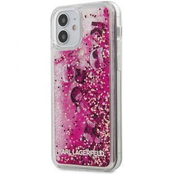 Husa de protectie Guess Liquid Glitter Charms pentru Apple iPhone 12 mini (Roz)