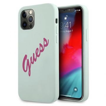 Husa de protectie Guess Vintage Fuchsia Script pentru Apple iPhone 12 Pro Max (Albastru)