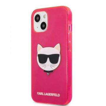 Husa de protectie Karl Lagerfeld Choupette Head pentru Apple iPhone 13 mini (Roz)