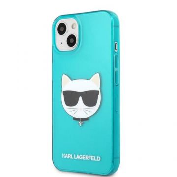 Husa de protectie Karl Lagerfeld Choupette Head pentru Apple iPhone 13 mini (Turcoaz)