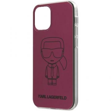 Husa de protectie Karl Lagerfeld Metallic Iconic Outline pentru Apple iPhone 12 mini (Roz)