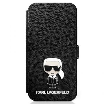 Husa de protectie Karl Lagerfeld Saffiano Iconic Book pentru Apple iPhone 12 Pro Max (Negru)