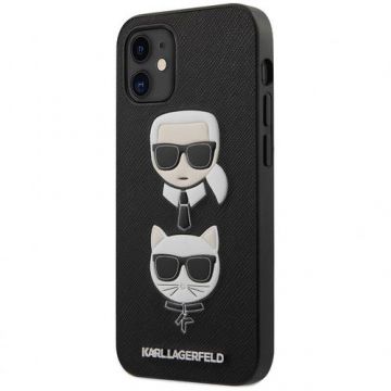 Husa de protectie Karl Lagerfeld Saffiano K&C Heads pentru Apple iPhone 12 mini (Negru)