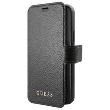Husa Flip Cover Guess GUFLBKSP12SIGLBK Iridiscent pentru iPhone 12 Mini (Negru)
