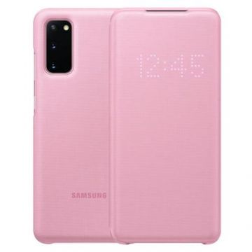 Husa Flip Cover Samsung LED View EF-NG980PPEGEU pentru Samsung Galaxy S20 (Roz)