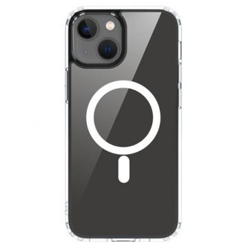 Husa Protectie Spate Devia Pure MagSafe Shockproof DVPMSIP13CL pentru iPhone 13, antishock (Transparent)