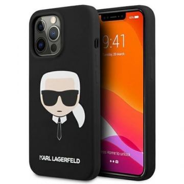 Husa Protectie Spate Karl Lagerfeld Karl's Head KLHCP13LSLKHBK pentru iPhone 13 Pro, Silicon (Negru)