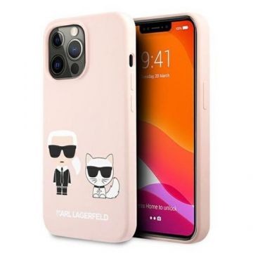 Husa Protectie Spate Karl Lagerfeld KLHCP13LSSKCI pentru iPhone 13 Pro, Silicon (Roz)