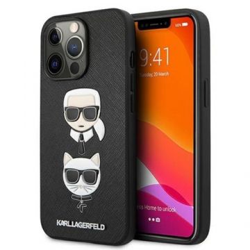 Husa Protectie Spate Karl Lagerfeld Saffiano pentru iPhone 13 Pro (Negru)