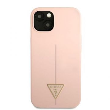 Husa Silicon Guess Line Triangle compatibila cu iPhone 13, Roz