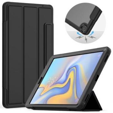 Protectie Flip Smart Lemontti Leather Case EDA00616003A pentru Samsung Galaxy Tab A 2019 10.1inch, Pen slot, Functie sleep-wake (Negru)