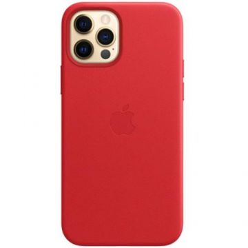 Protectie Spate Apple MagSafe Product RED MHKJ3ZM/A pentru Apple iPhone 12 Pro Max, Piele naturala (Rosu)