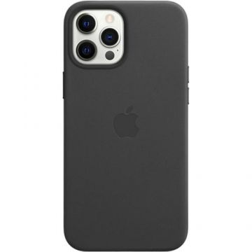 Protectie Spate Apple MHKM3ZM/A pentru Apple iPhone 12 Pro Max, Piele naturala (Negru)