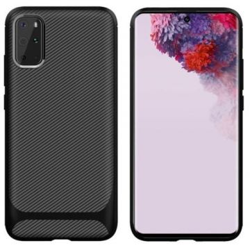 Protectie Spate Enkay Carbon Fiber SYA00920501A pentru Samsung Galaxy S20 Plus (Negru)