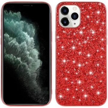 Protectie Spate Lemontti Glitter Powder EDA00685303C pentru Apple iPhone 12 Pro Max (Transparent/Rosu)