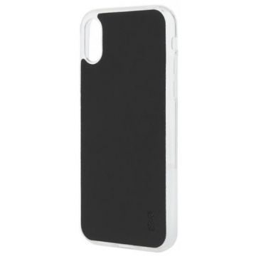Protectie Spate Lemontti Silicon Vellur pentru Apple iPhone X (Negru)
