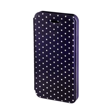 Husa Booklet Lumi Dots iPhone 5/5S, Negru/Alb