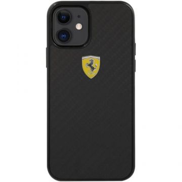 Husa Cover Ferrari On Track Carbon pentru iPhone 12 Mini FERCAHCP12SBK, Black