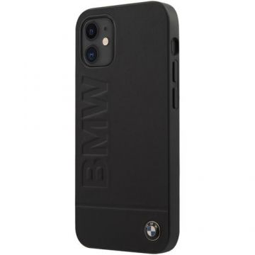 Husa de protectie BMW BMHCP12SSLLBK Leather Hot Stamp pentru iPhone 12 Mini, Black