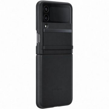 Husa de protectie Samsung Flap Leather Cover pentru Samsung Galaxy Z Flip 4, Negru