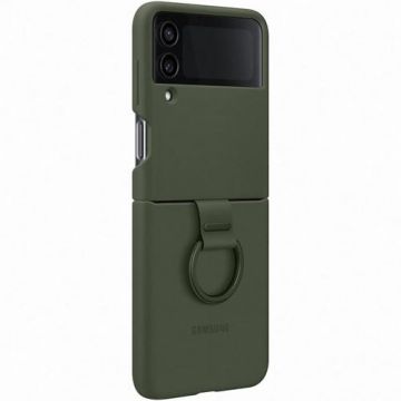 Husa de protectie Samsung Silicone Cover with Ring pentru Samsung Galaxy Z Flip 4, Verde