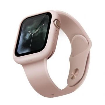 Husa de protectie UNIQ Lino pentru Apple Watch 4/5/6/SE 44mm, Silicon, Roz