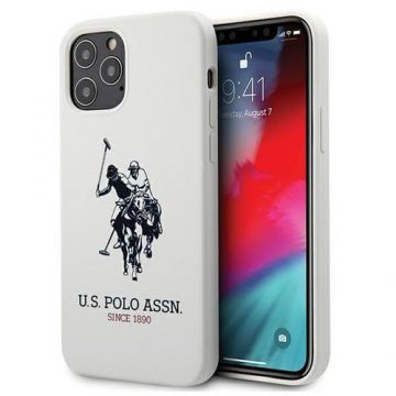 Husa de protectie US Polo Assn. Silicone pentru iPhone 12 Pro Max, Silicon, Alb