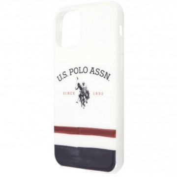 Husa de protectie US Polo Tricolor Blurred pentru iPhone 11, White