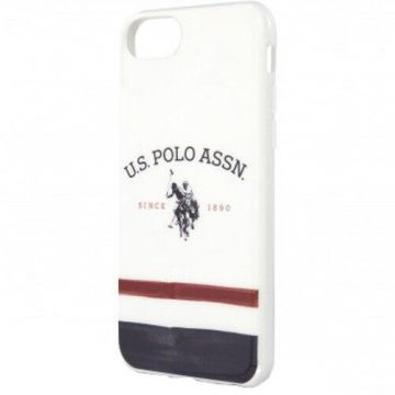 Husa de protectie US Polo Tricolor Blurred pentru iPhone 7/8/SE 2, White
