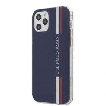 Husa de protectie US Polo USHCP12MPCUSSNV TPU Tricolor Vertical Stripes pentru iPhone 12/12 Pro Navy