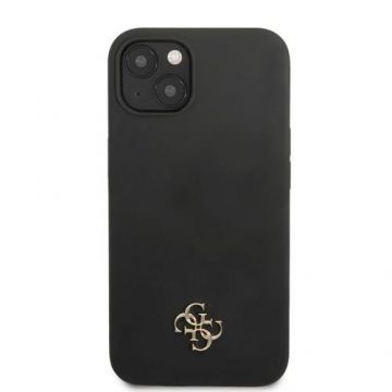 Husa Guess 4G Silicon Metal Logo compatibila cu iPhone 13 (Negru)