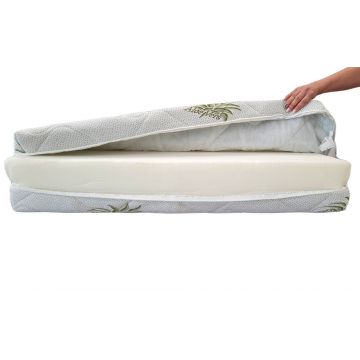 Husa saltea 100x200x14, Aloe Vera, matlasata, lavabila, detasabila, cu fermoar 4 laturi