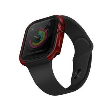 Husa Uniq Valencia pentru Apple Watch Seria 4/5/6/SE 44mm, Silicon&Aluminiu, Rosu