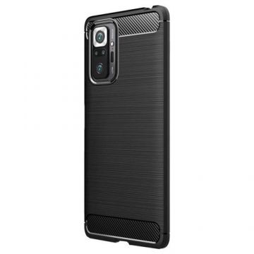 Protectie Spate Flexibila Antisoc Carbon pentru Xiaomi Redmi Note 10 Pro, Negru