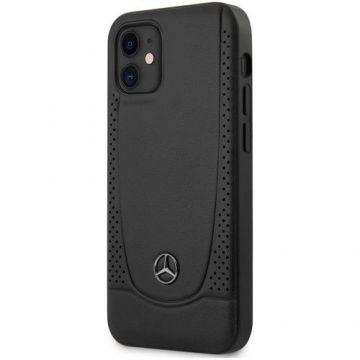 Protectie Spate Mercedes Leather Urban pentru iPhone 12 Mini (Negru)