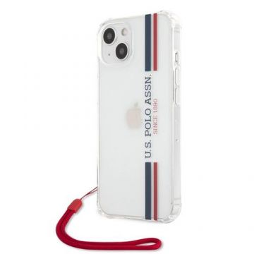 Protectie Spate U.S. Polo Tricolor Vertical Stripes pentru Apple iPhone 13 mini (Transparent)