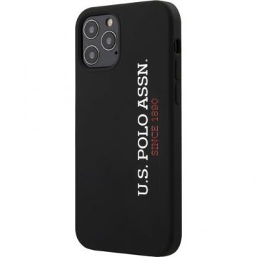 Protectie Spate US Polo Silicone Vertical Logo pentru iPhone 12 Pro Max (Negru)