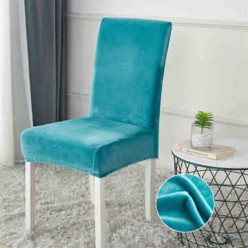 Set 5+1 GRATIS Huse Scaune Universale din Catifea - Turquoise - HS60063