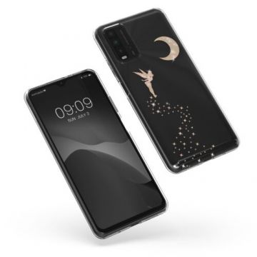 Husa Kwmobile pentru Xiaomi Redmi 9T, Silicon, Transparent/Auriu, 57085.01