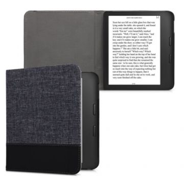 Husa pentru Kobo Libra 2, Kwmobile, Albastru/Negru, Textil, 57170.17