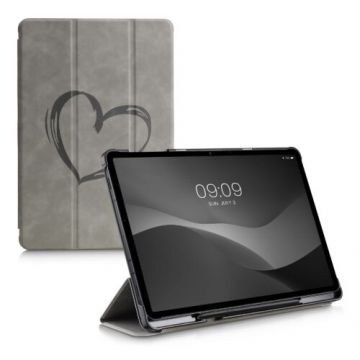 Husa pentru tableta Samsung Galaxy Tab S7 Plus/Galaxy Tab S7 FE, Kwmobile, Gri, Piele ecologica, 56272.01