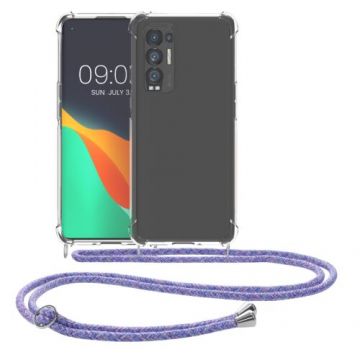 Husa Kwmobile pentru OPPO Find X3 Neo, Silicon, Transparent/Mov, 57265.108