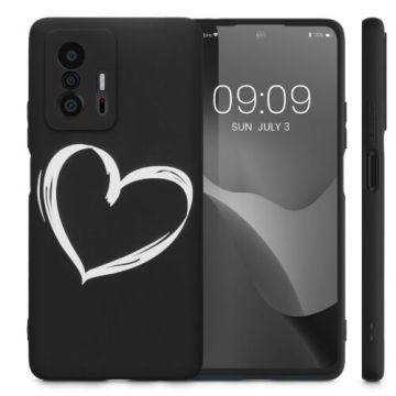 Husa Kwmobile pentru Xiaomi 11T/11T Pro, Silicon, Negru/Alb, 57013.04