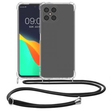 Husa Kwmobile pentru Honor X8, Silicon, Transparent/Negru, 58422.01