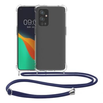 Husa Kwmobile pentru OnePlus 9 Pro, Silicon, Transparent/Albastru, 54437.04